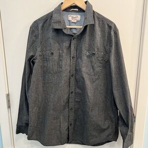 Original Penguin Sx XL Men's Heritage Slim Fit‎ Grey Button Up Shirt Long Sleeve